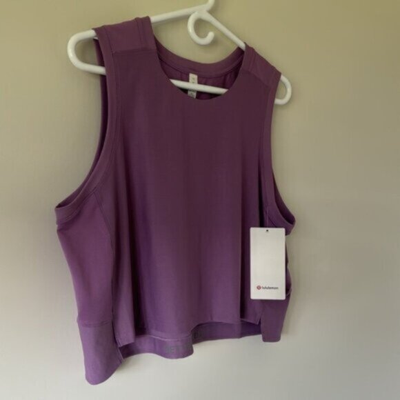 Lululemon Women Purple Mesh Back Cropped Train Tank Top Size 12 - Picture 5 of 13